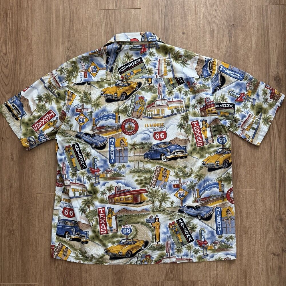 VTG 90s Hawaiian Shirt Mens XL Pacific Legend Bikini Pin Up Girl Camp USA Made - Picture 2 of 8